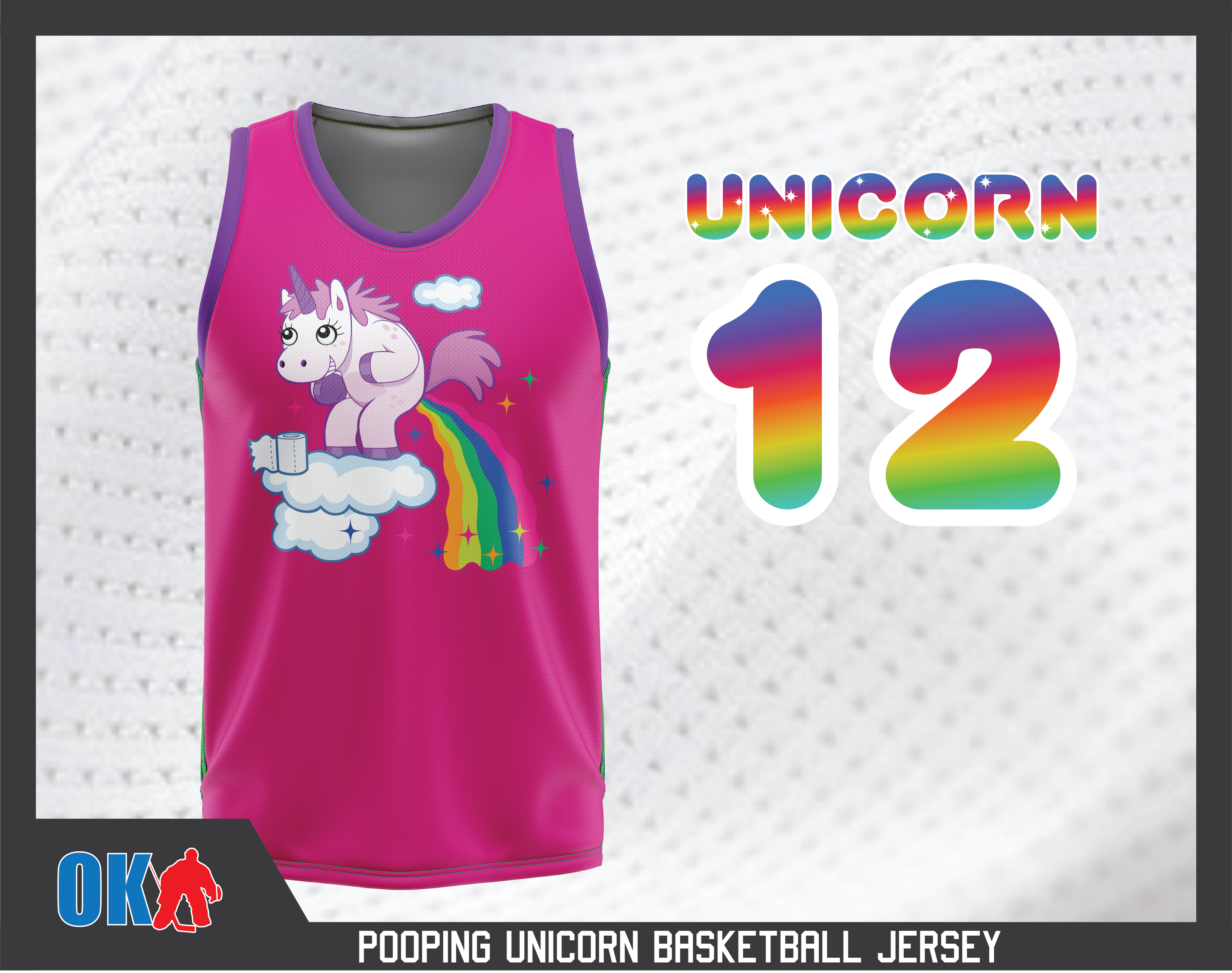 Funny Unicorn Pooping Rainbow Custom Hockey Jerseys