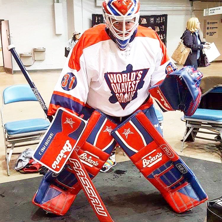World's Okayest Goalie Hockey Jersey Red/Black/White