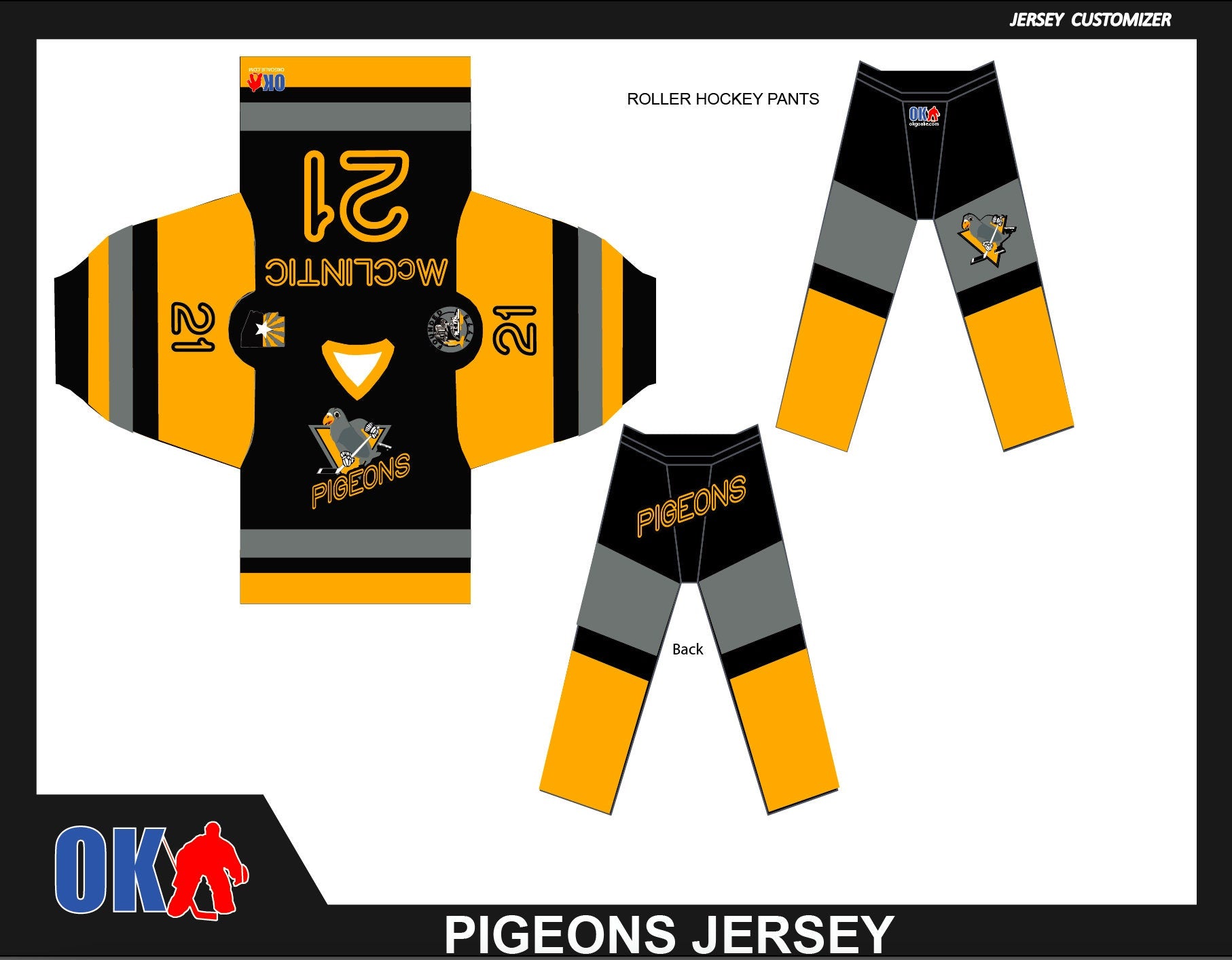 Pigeons Hockey Jersey and In-Line Pants