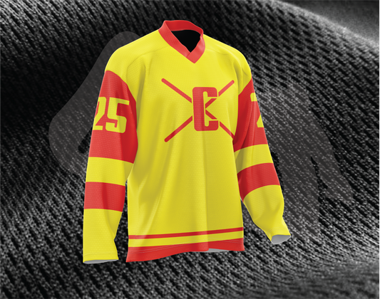 Crosscheck Series Cyber Yellow-Scarlet Red Ice Hockey Jersey