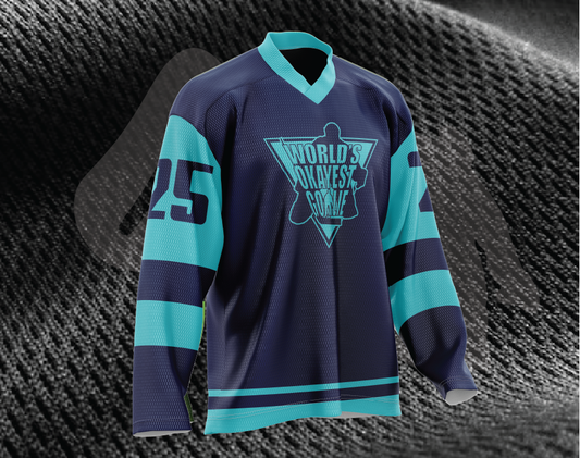 World's Okayest Goalie Space Cadet-Turquoise Blue Ice Hockey Jersey