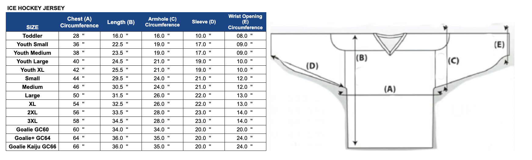 Ice hockey jersey sizing shop