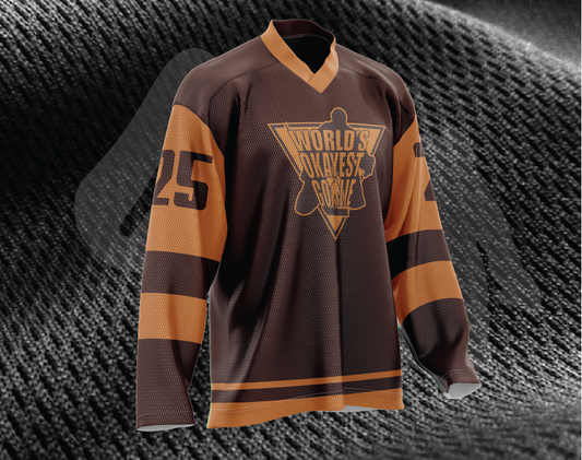 World's Okayest Goalie Old Burgundy-Copper Ice Hockey Jersey