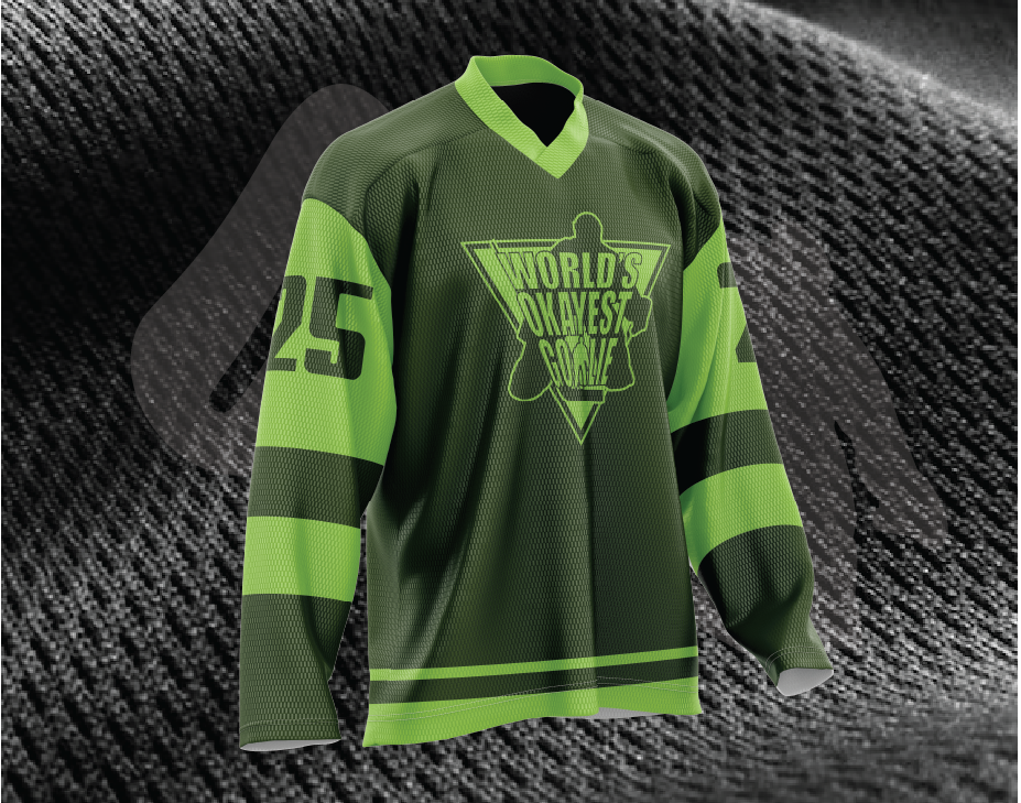 World's Okayest Goalie Dark Forest-Lime Green Ice Hockey Jersey