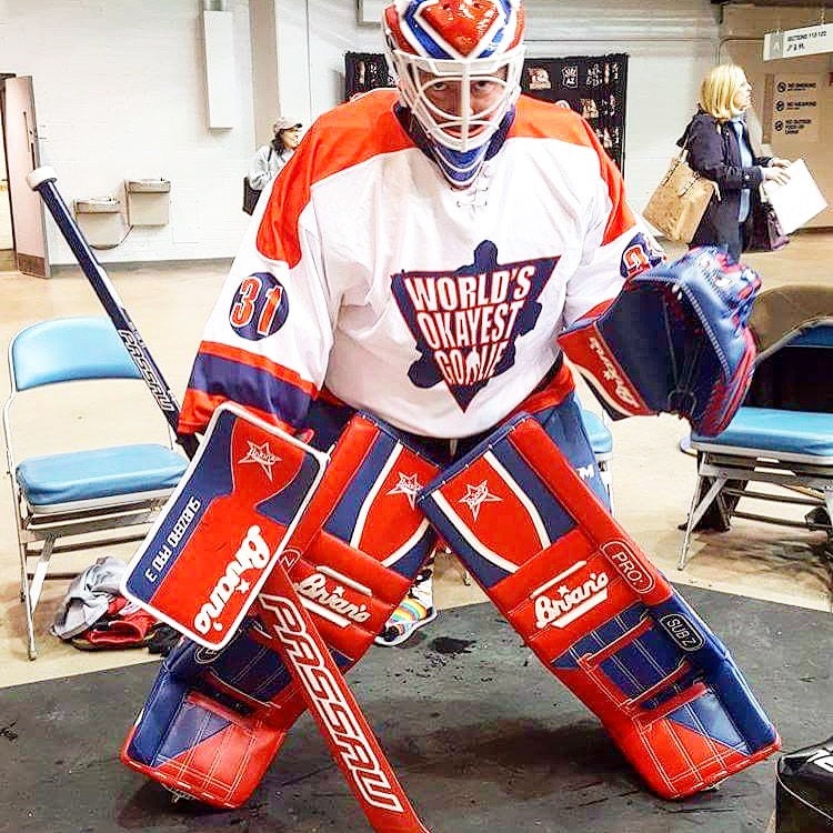 World's Okayest Goalie Hockey Jersey White/Black/Gray