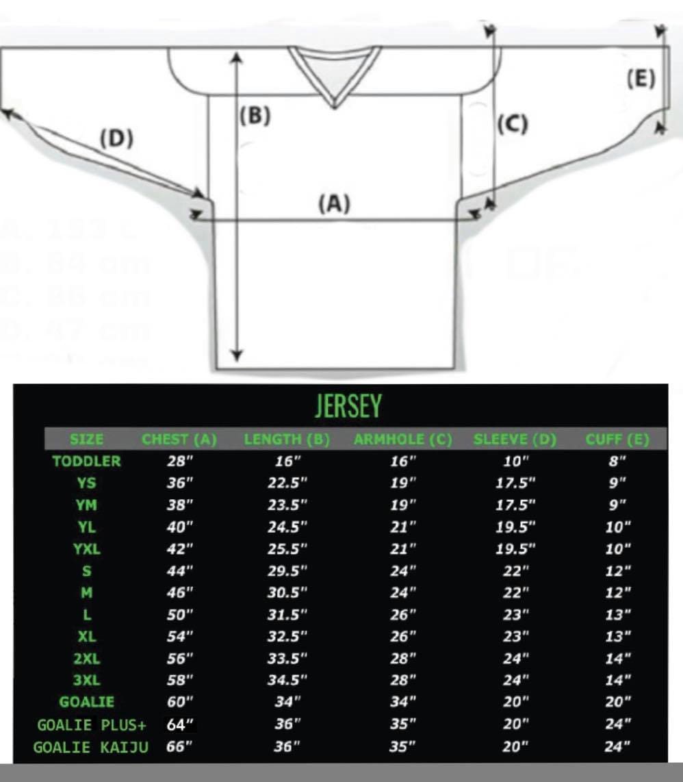 Goalie jersey size store chart